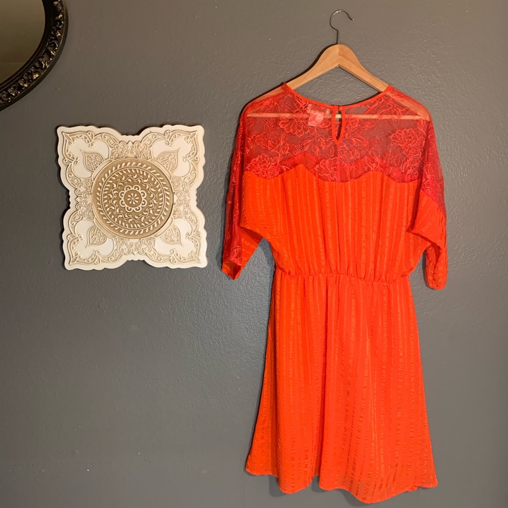 💚 Flying Tomatoes Orange Long Sleeve Dress Sz Med